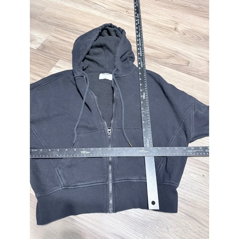 Old Navy SoComfy Kids XS Black Full Zip Hoodie Fleece Sweatshirt Classic Length